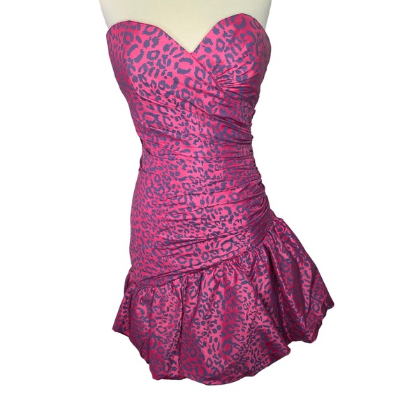 Flirt by Maggie Sottero Dresses & Skirts - Flirt by Maggie Sottero Strapless Leopard Ruched Bodycon Ruffle Dress‎ Size 6